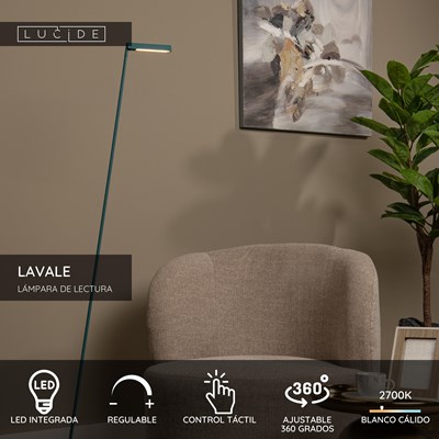 Lucide LAVALE - Lámpara de lectura - LED Regul. - 1x3W 2700K - Turquesa